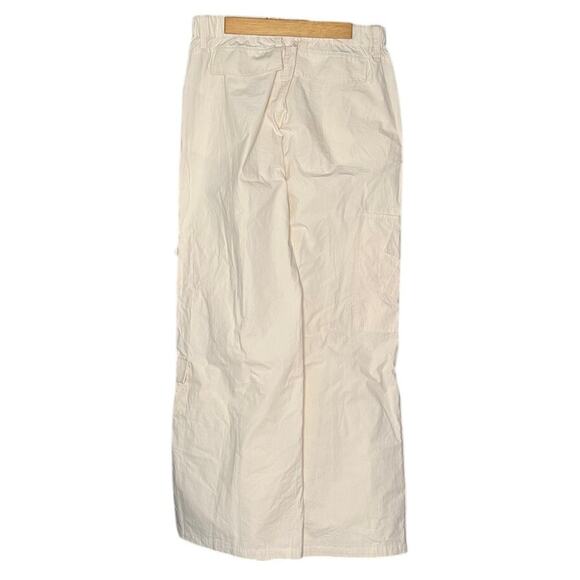 elodie Cream Elastic Waistband Cargo Pants Wide Leg Zipper Fly Highwaisted - Picture 2 of 9